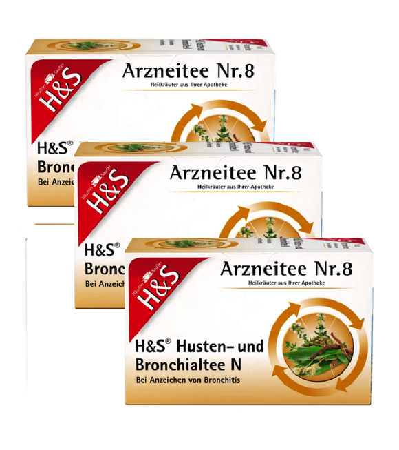 3xPack H&S Cough and Bronchial N Herbal Tea No. 8 - 120 g