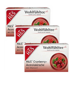 3xPack H&S Cranberry Acerola Cherrys Herbal Tea - 168 g