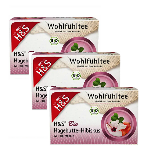 3xPack H&S Feel-Good Rose Hip Hibiscus Herbal Tea - 180 g
