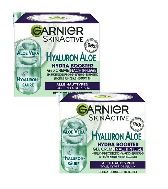 2xPack Garnier Skin Active Hyaluronic Aloe Night Gel Cream - 100 ml