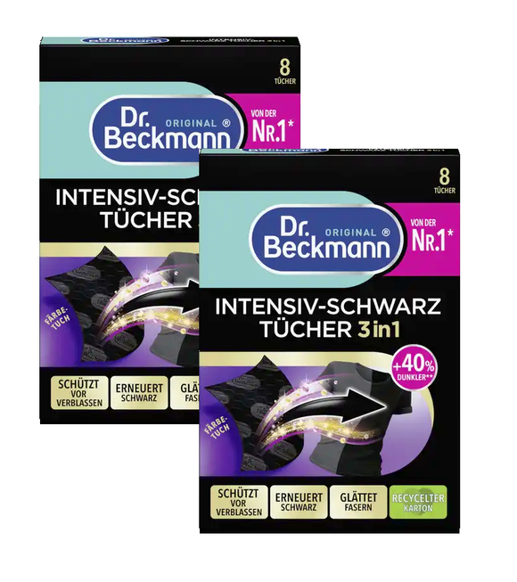 2xPack Dr. Beckmann Intensive Black Wipes 3in1 - 16 Pcs