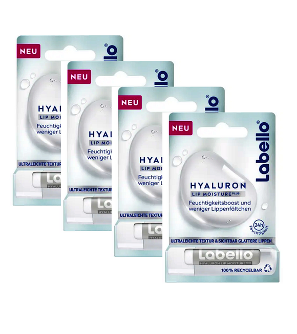 4xPack Labello by Nivea Hyaluronic Moisture Plus Lip Care Balm Sticks