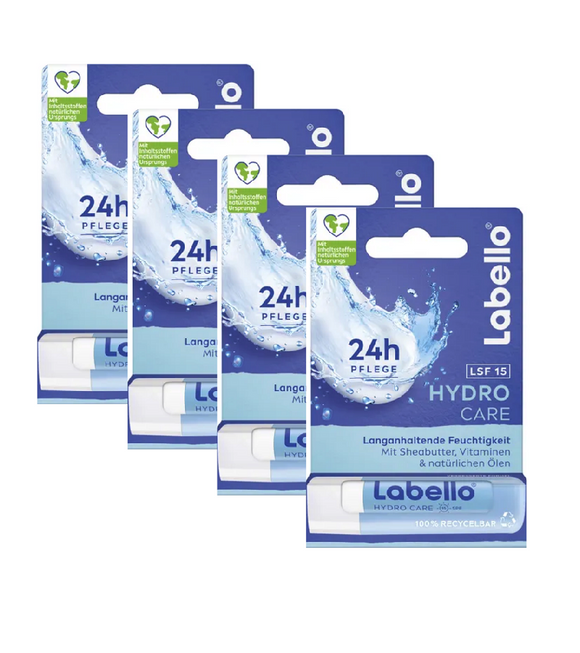 4xPack Labello by Nivea Hydro Lip Care Balm Sticks