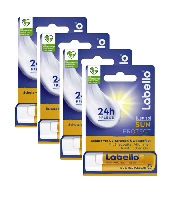4xPack Labello by Nivea Sun Protect SPF30 Lip Care Balm Sticks