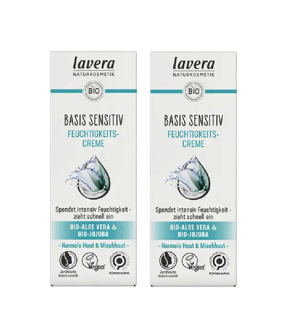 2xPack Lavera Organic Base Sensitive Moisturizer Day Cream - 100 ml