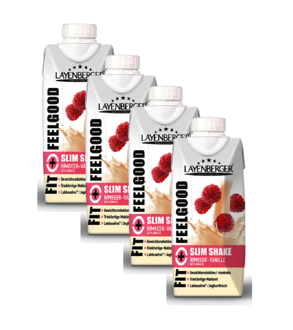 4xPack Layenberger SLIM SHAKE READY TO USE Meal Replacement - Raspberry-Vanilla - 1.24 kg