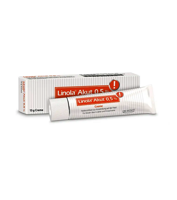 Linola Akut 0.5% - Hydrocortisone Cream for Inflamed Skin, Sunburn or Mosquito Bites - 15 or 30 g