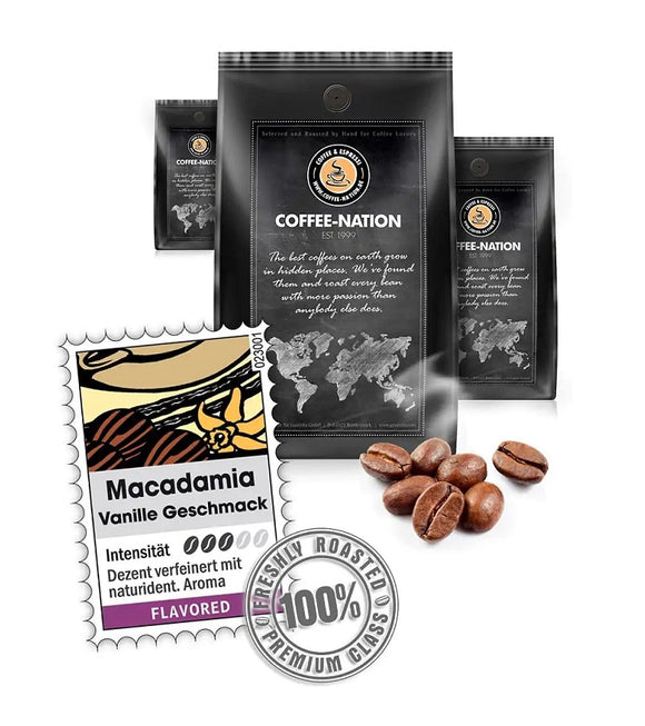 Coffee-Nation MACADAMIA & VANILLA - Coffee Beans or Ground - 500 to 1000 g