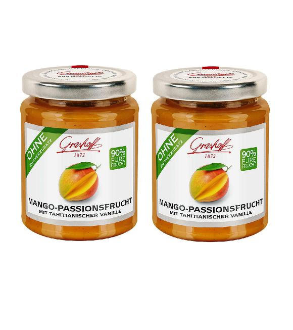 2xPack Grashoff 90% Fruit - Mango Passion Spread - 500 g