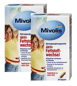2xPack Mivolis Active Fat Metabolism Capsules for Weight Loss - 90 Pcs