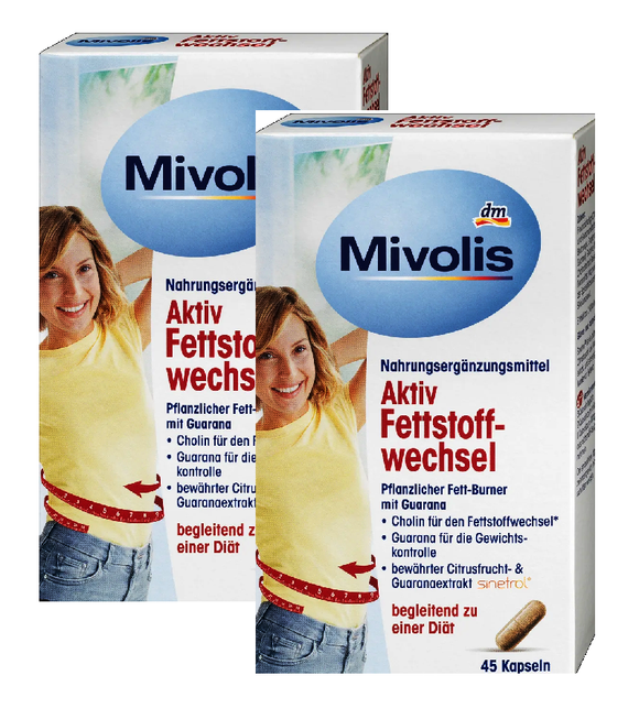2xPack Mivolis Active Fat Metabolism Capsules for Weight Loss - 90 Pcs