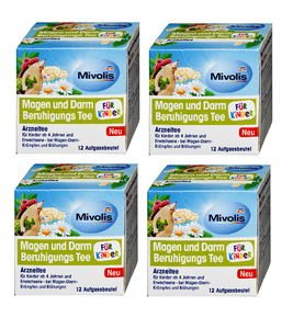 4xPack Mivolis Stomach and Intestinal Calming Medicinal Tea for Children - 48 Bags