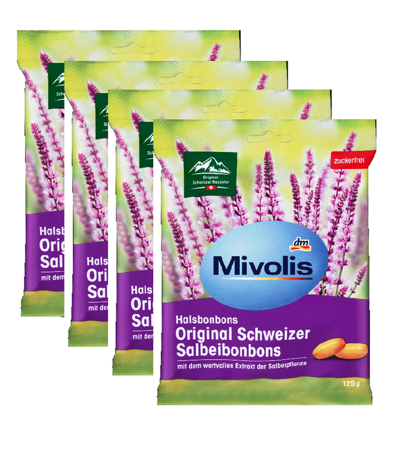 4xPack Mivolis Original Swiss Sage, Sugar Free Bonbons - 500 g