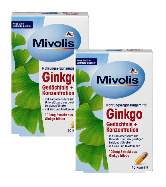 2xPack Mivolis Ginkgo Memory + Concentration Capsules - 80 Pcs