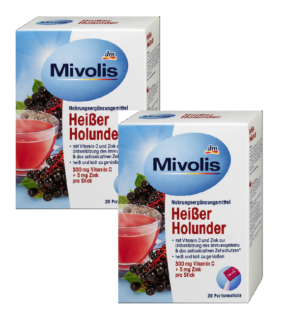 2xPack Mivolis Hot Elderberry Drink Sticks - 40 Pcs