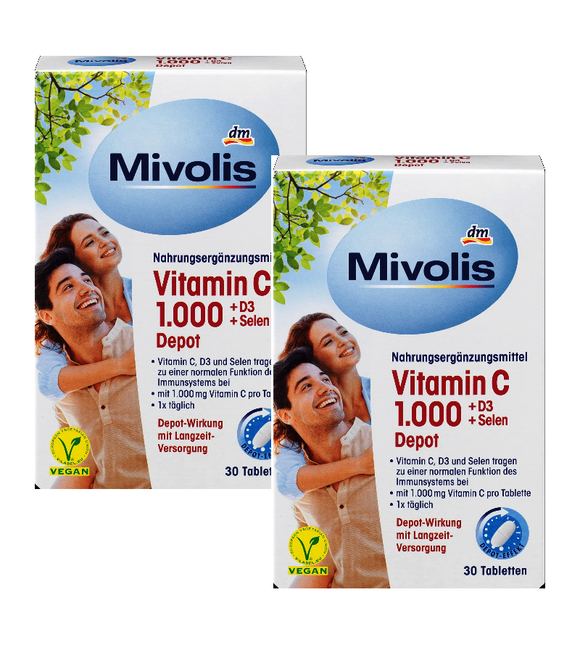 2xPack Mivolis Vitamin C 1000 + D3 + Selenium Depot- 60 Pcs