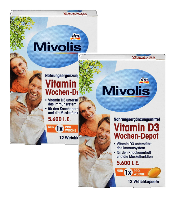 2xPack Mivolis Vitamin D3 Weekly Depot, Soft Capsules - 24 Pcs