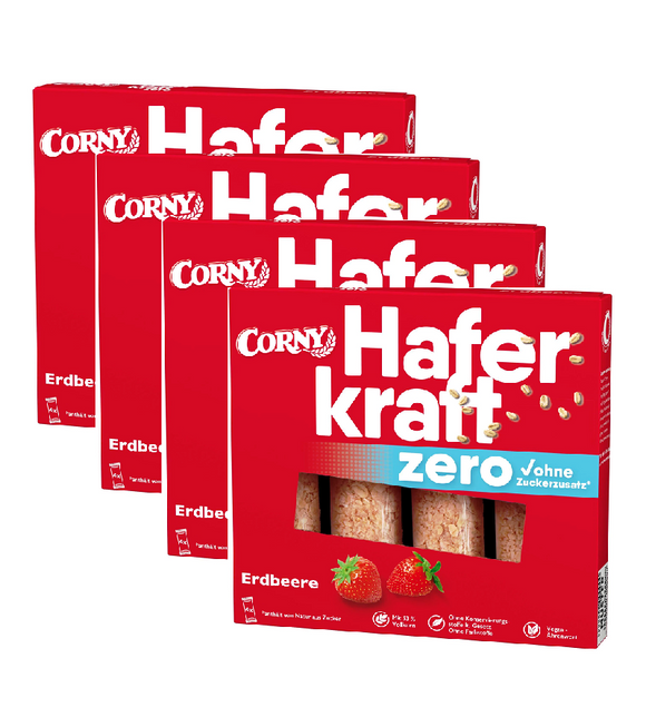 4xPack CORNY Muesli Energy Bars HAFERKRAFT ZERO for Weight Loss -  Strawberry - 16 Pieces