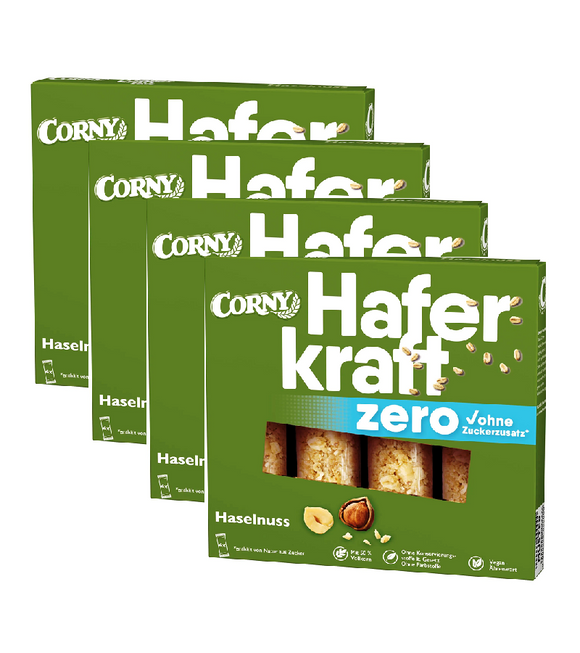 4xPack CORNY Muesli Energy Bars HAFERKRAFT ZERO for Weight Loss -  Hazelnut - 16 Pieces