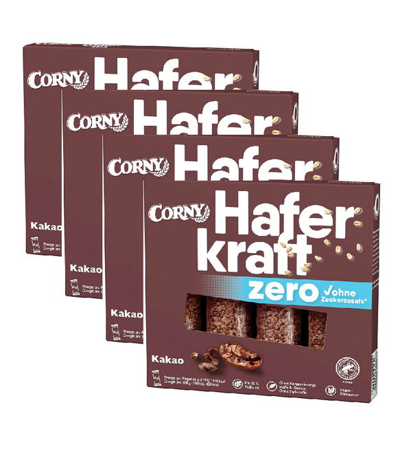 4xPack CORNY Muesli Energy Bars HAFERKRAFT ZERO for Weight Loss - Cocoa - 16 Pieces
