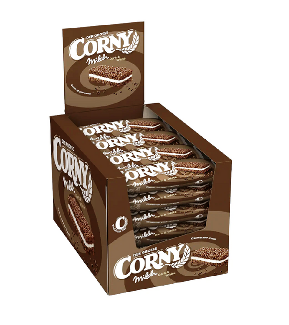 CORNY Cereal Energy Bars for Weight Loss - MILK Dark & White - 24 Pieces