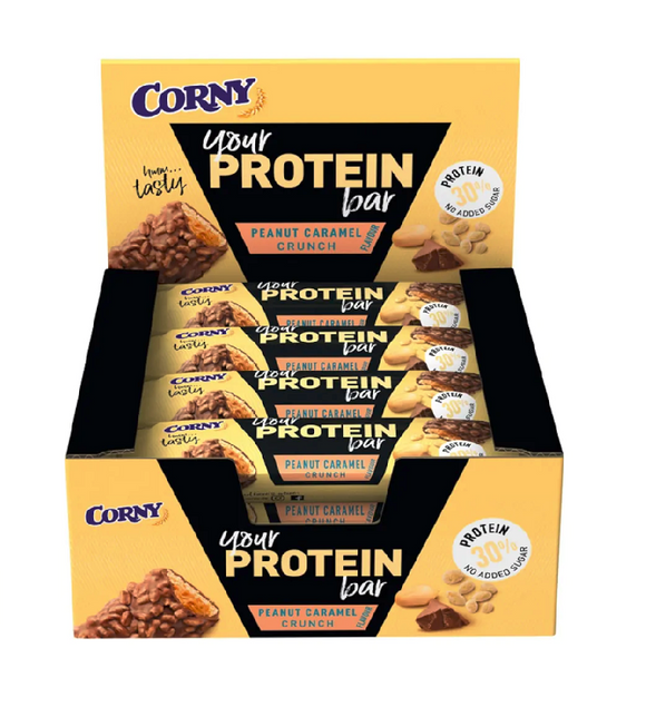 CORNY Granola Bar YOUR PROTEIN for Weight Loss - Peanut Caramel Crunch - 12 Pieces