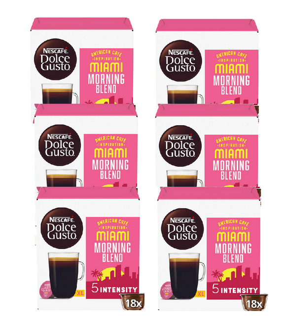 6xPack NESCAFE DOLCE GUSTO Miami Morning Blend Coffee Capsules - 108 Pcs