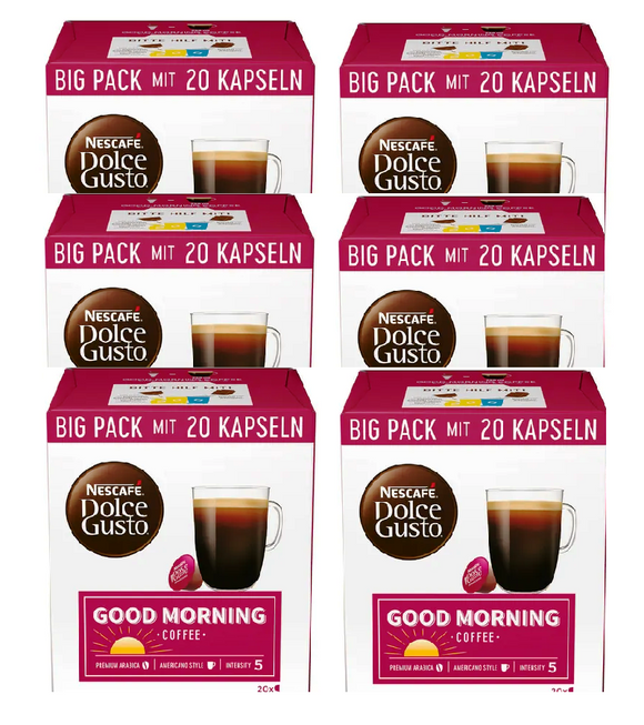 6xPack NESCAFE DOLCE GUSTO Good Morning Coffee Capsules - 120 Pcs