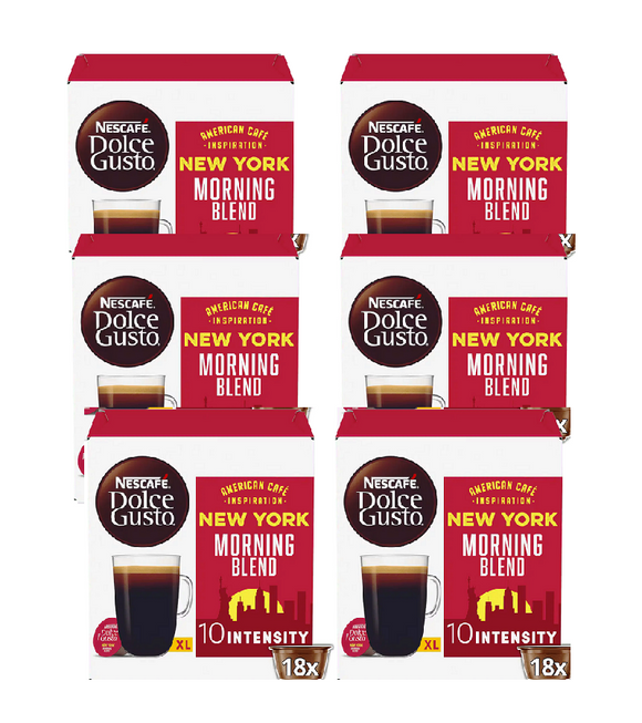 6xPack NESCAFE DOLCE GUSTO NEW YORK MORNING BLEND Coffee Capsules - 108 Pcs