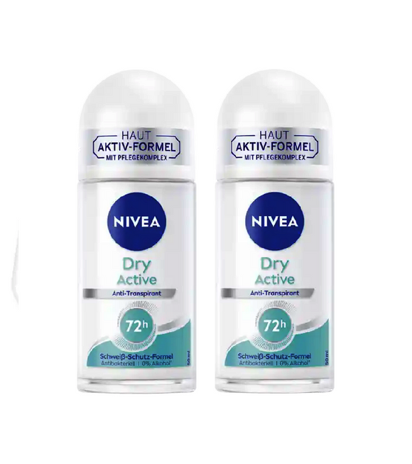 2xPack NIVEA DRY ACTIVE Deodorant Roll-on - 100 ml