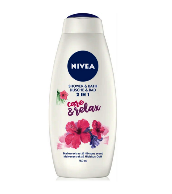 NIVEA Care & Relax Bath Foam & Shower Gel 2-in-1 - 750 ml