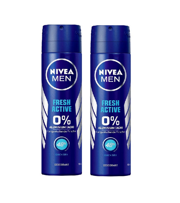 2xPack NIVEA MEN Fresh Active Deodorant Spray - 300 ml
