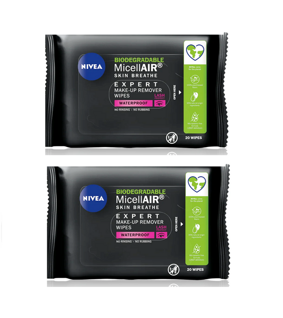 2xPack NIVEA MicellAir Expert Facial Wipes / Make-up Removal Pads