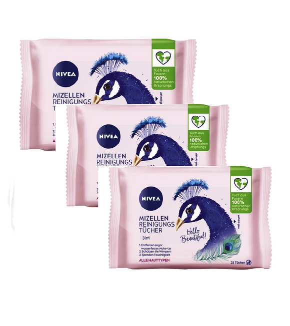 3xPack Nivea Micellar Cleansing Cloths 3in1 Limited Edition - 75 Pcs