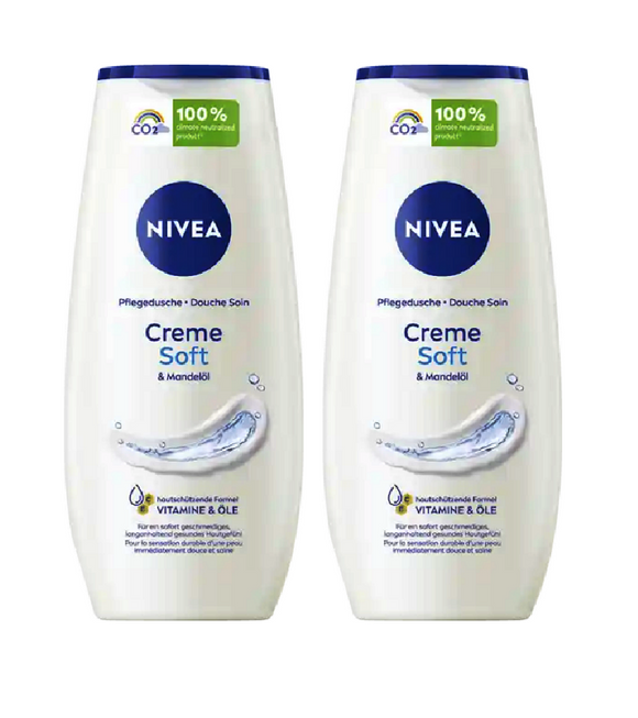 2xPack NIVEA Cream Soft & Almond Oil Shower Cream - 500 ml