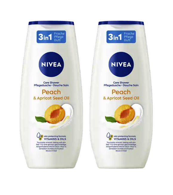 2xPack Nivea  Peach & Apricot Seed Oil Shower Cream - 500 ml