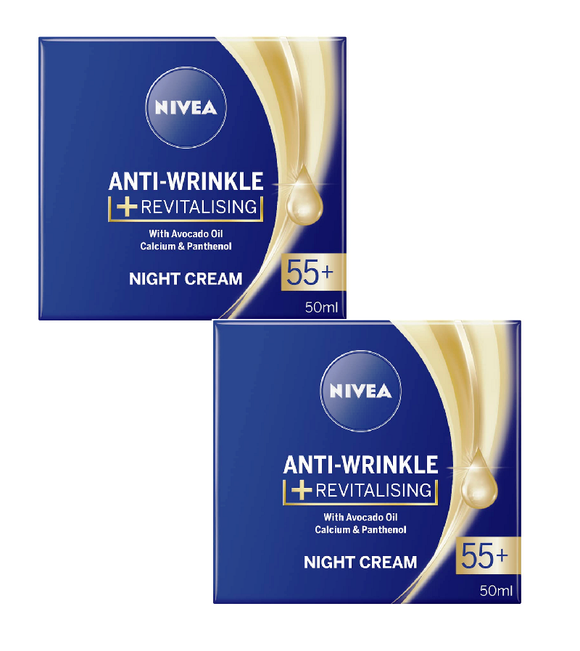 2xPack Nivea Anti-Wrinkle Revitalizing Night Cream 55+ - 100 ml