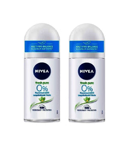 2xPack NIVEA FRESH PURE Deodorant Roll-on 0% Alumin - 100 ml