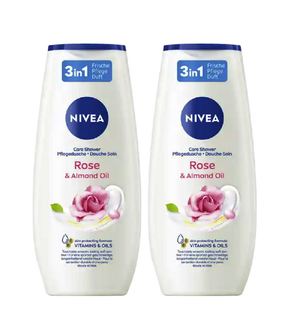 2xPack Nivea Rose & Almond Oil Shower Gel - 500 ml