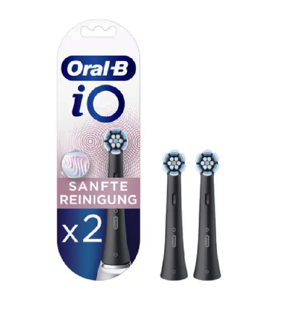 Oral-B IO Gentle Cleaning Tooth Brush Heads, Black - 2 Pcs