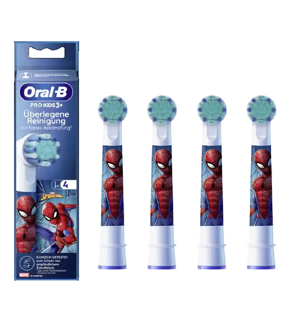 Oral-B PRO Children's Spiderman Replacement Tooth Brush Heads - 4 Pcs