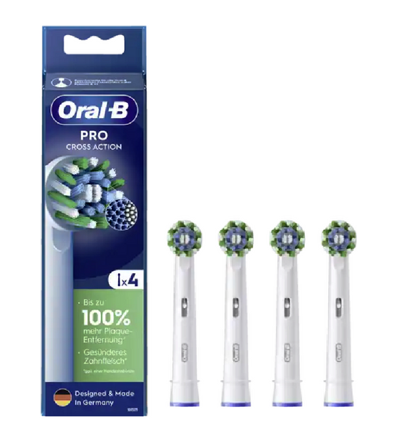 Oral-B Pro CrossAction Tooth Brush Heads White - 4 Pcs