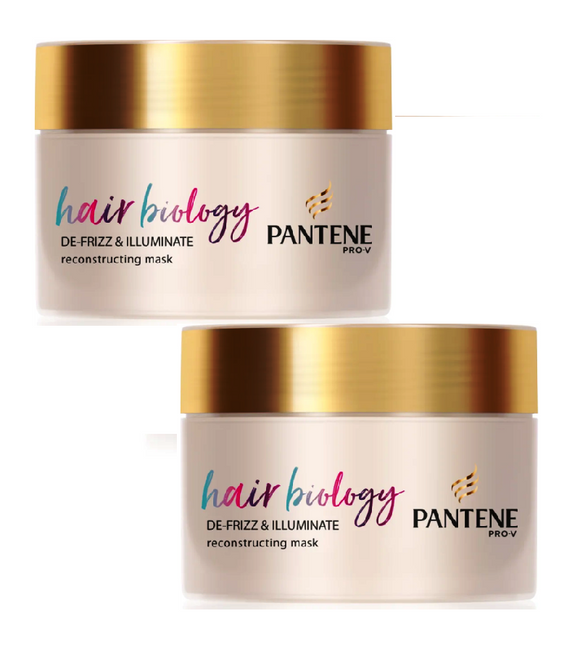2xPack Pantene Hair Biology De-Frizz & Illuminate Hair Mask for Dry and Colored Hair - 320 ml