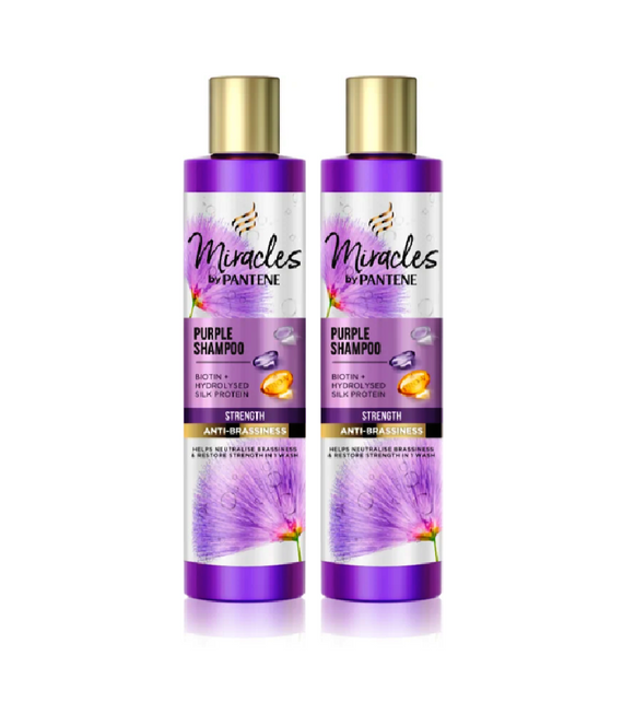 2xPack Pantene Pro-V Miracles Strength & Anti-Brassiness Violet Shampoo - 450 ml