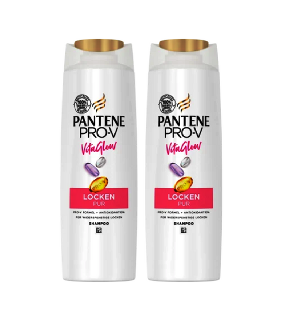 2xPack Pantene Pro-V Vita Glow Curls Pure Shampoo - 600 ml