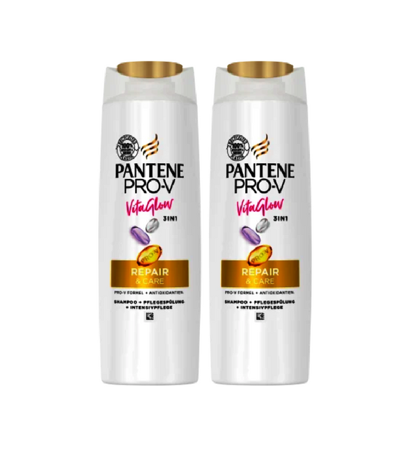 2xPack Pantene Pro-V  3in1 Vita Glow Repair & Care Shampoo & Conditioner - 500 ml