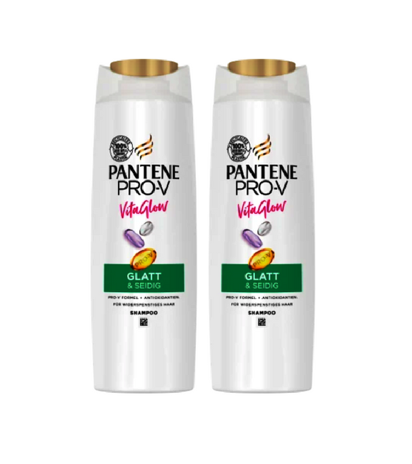 2xPack Pantene Pro-V Vita Glow Smooth & Silky Shampoo - 600 ml