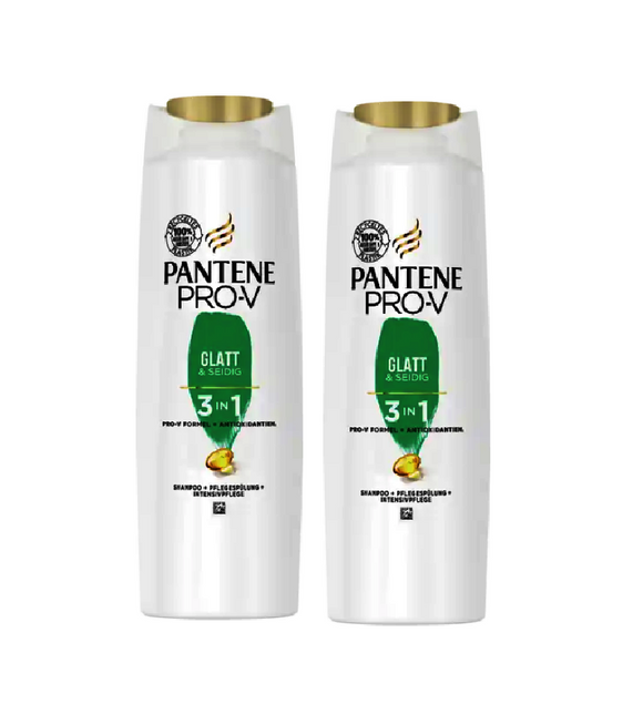 2xPack Pantene Pro-V Smooth & Silky 3 in 1 Shampoo, Conditioner & Treatment - 500 ml