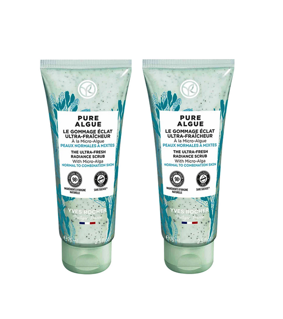 2xPack Yves Rocher Pure Algue Ultra-fresh Glow Facial Peeling - 150 ml