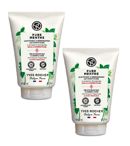 2xPack Yves Rocher Pure Menthe 3 in 1 Cleansing Peeling Anti-Blackhead Cream - 250 ml